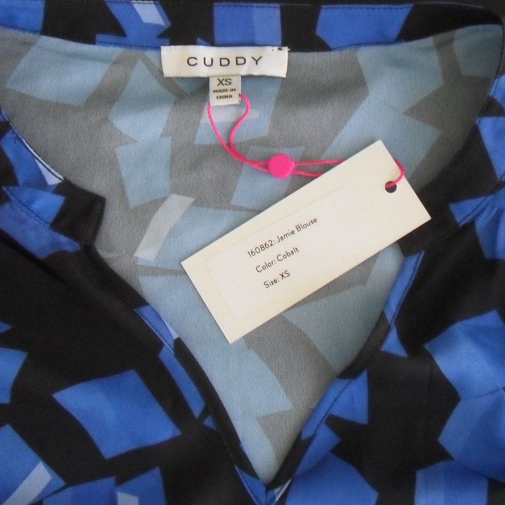 Cuddy Jamie Cobalt XS Blue Polyester Long Sleeve Blouse - Picture 4 of 6